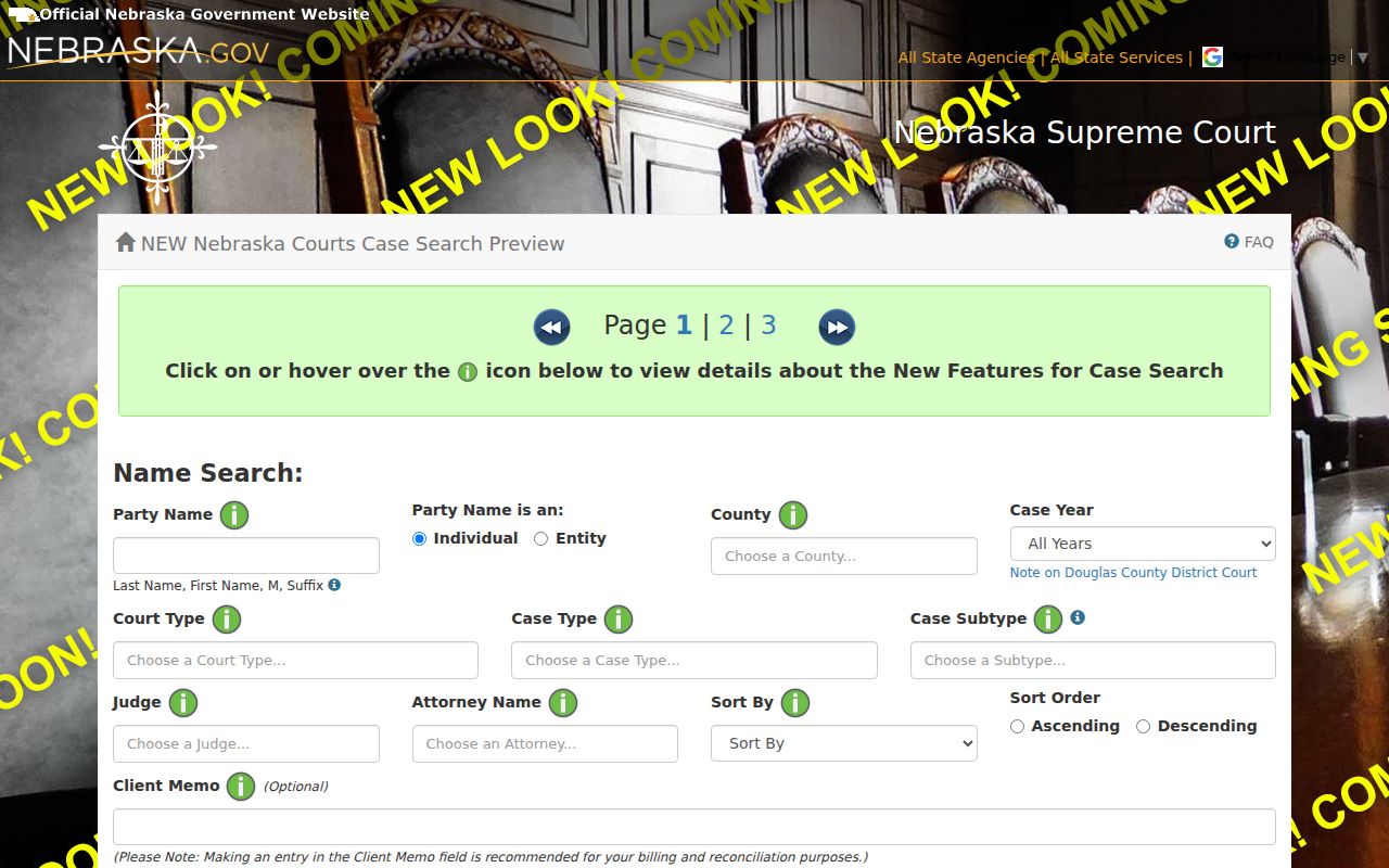Keith County docket search court records JUSTICE search demonstration