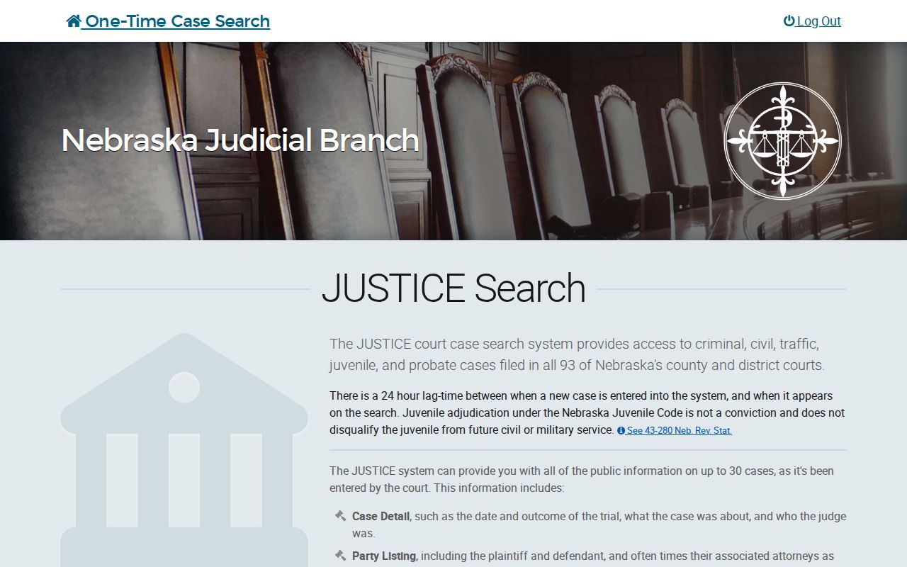 Keith County docket search court records Nebraska JUSTICE public search