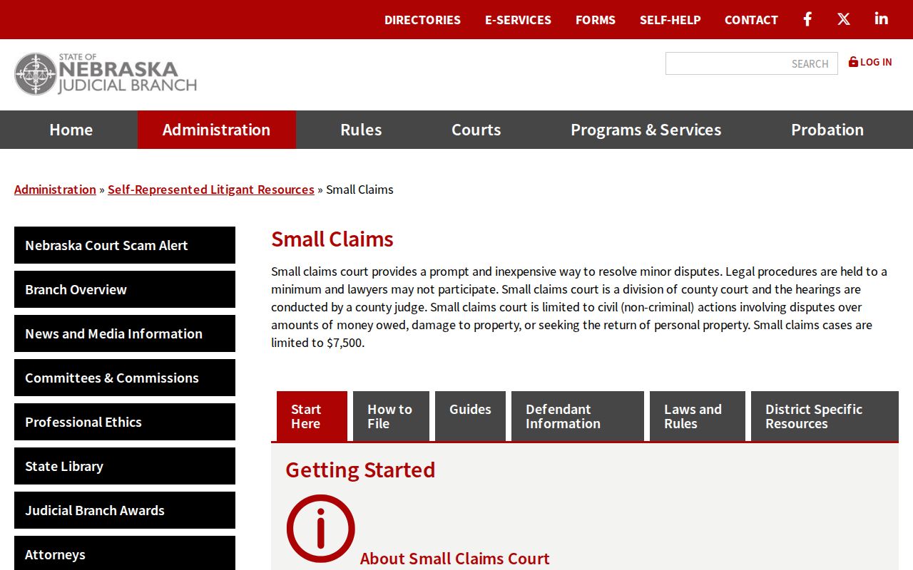Keith County civil court dockets Nebraska small claims resources