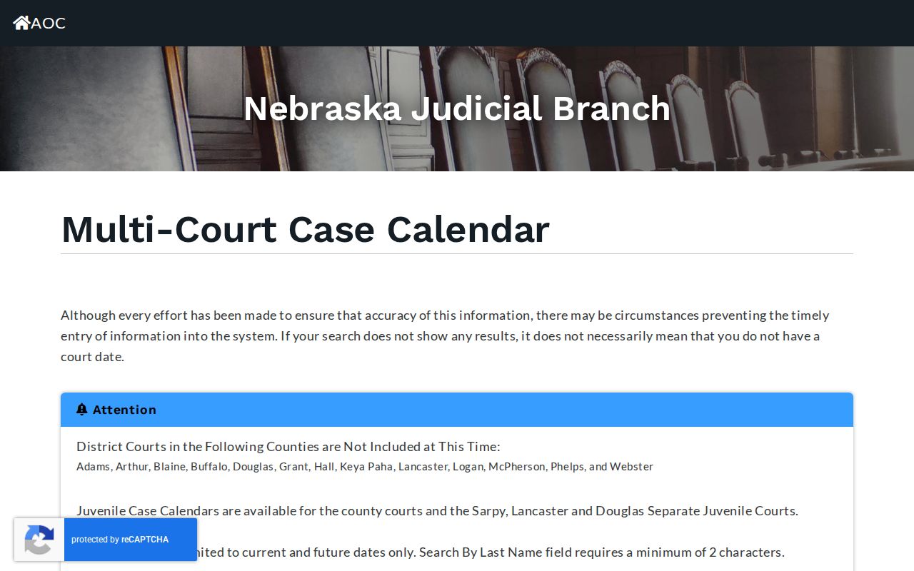 Keith County court schedule Nebraska Multi-Court Case Calendar