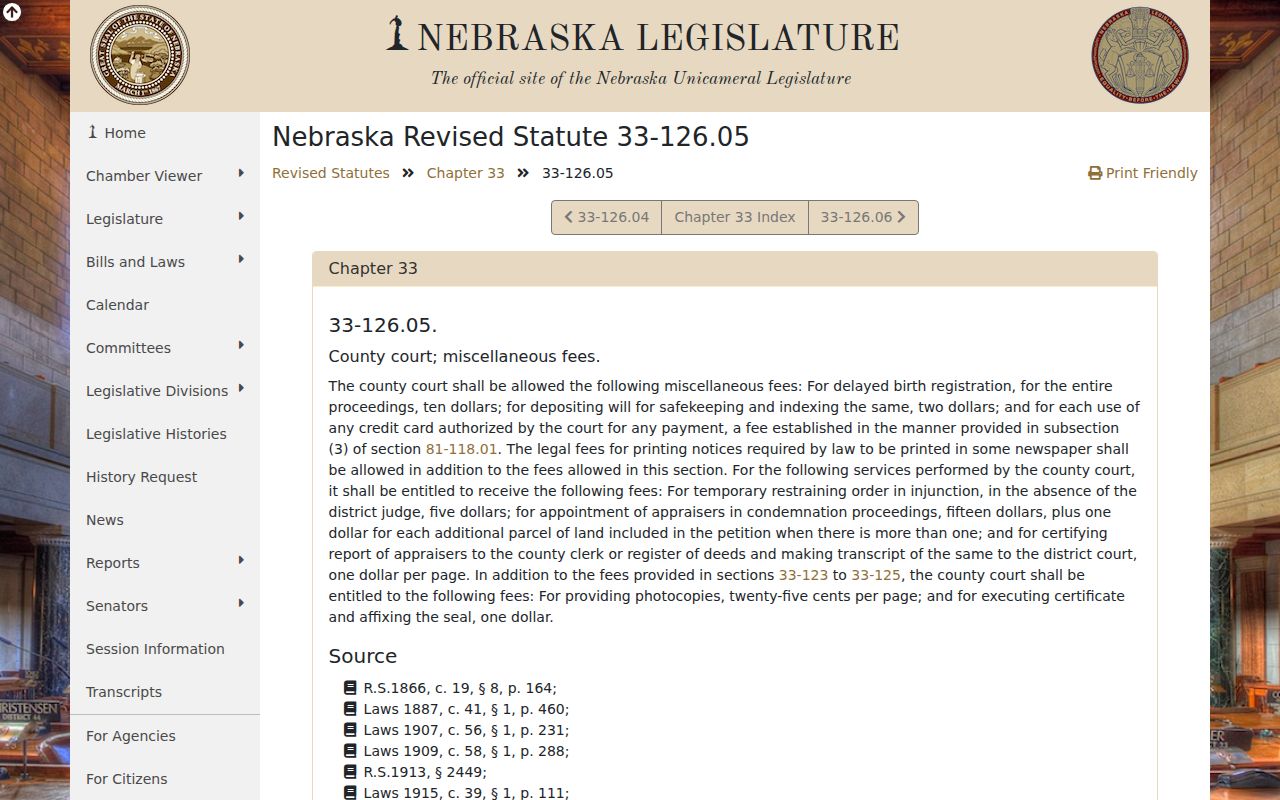 Keith County court case records copy fee statute
