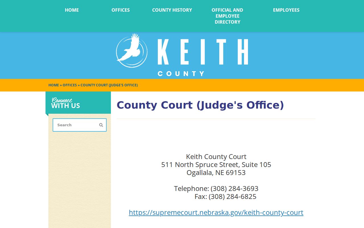 Keith County court docket source showing the County Court Judge's Office page
