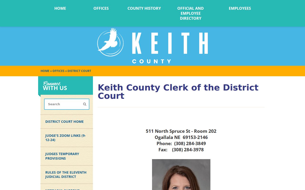 Keith County court docket source showing the Keith County District Court clerk page