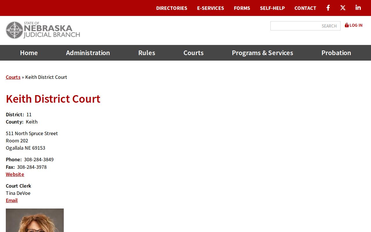 Keith County court docket source showing the Keith District Court official page