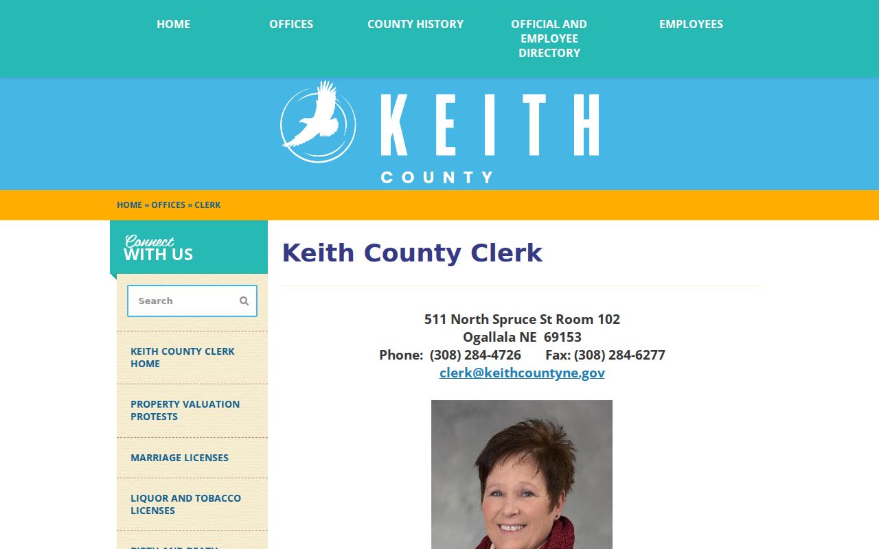 Keith County court docket source showing the Keith County Clerk page