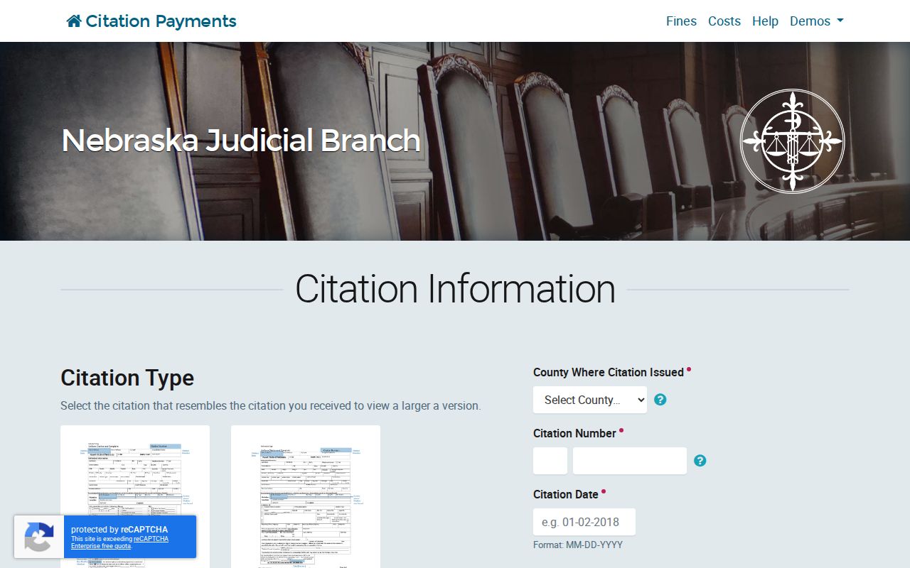 Keith County traffic court records Nebraska citation lookup fields
